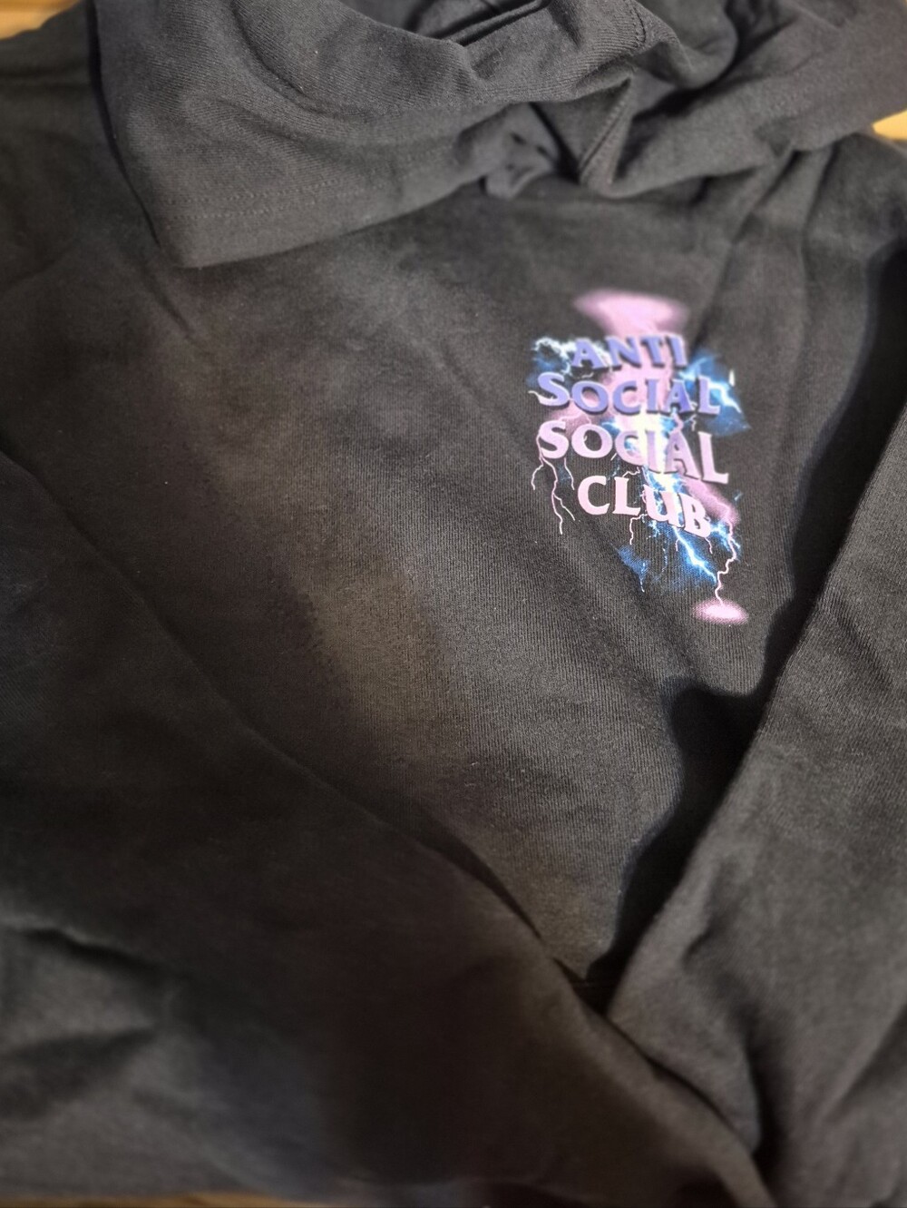 NWT Anti Social Social Club Black Hoodie (Bolt From The Blue) Size XL - Picture 2 of 3